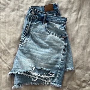 Distressed AE High Waisted Shorts